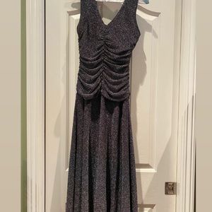 Long Nightway Evening Gown Black w/ Silver Sparkle